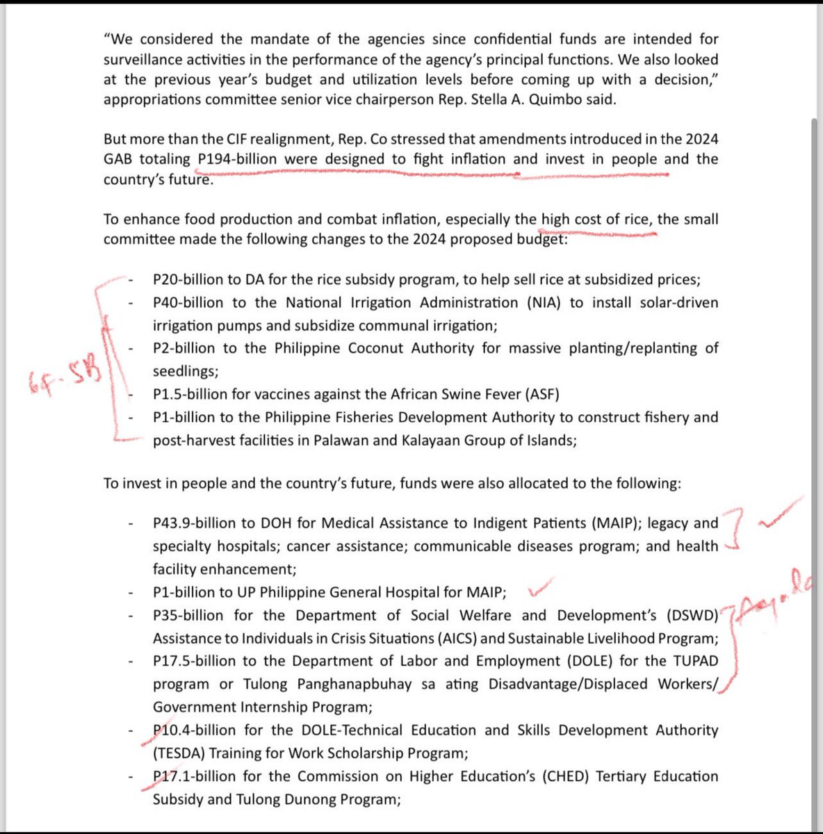 maltiq's tweet photo. This was the release of the HOR yesterday. Read it again, it is only the OVP and the DepEd that were defunded. Why? Because a portion of the the CIF of DICT, DFA and DA were realigned to MOOE, in the case of DA, it even got a boost of 64.5B. So, who was the object of the whole moro-moro?