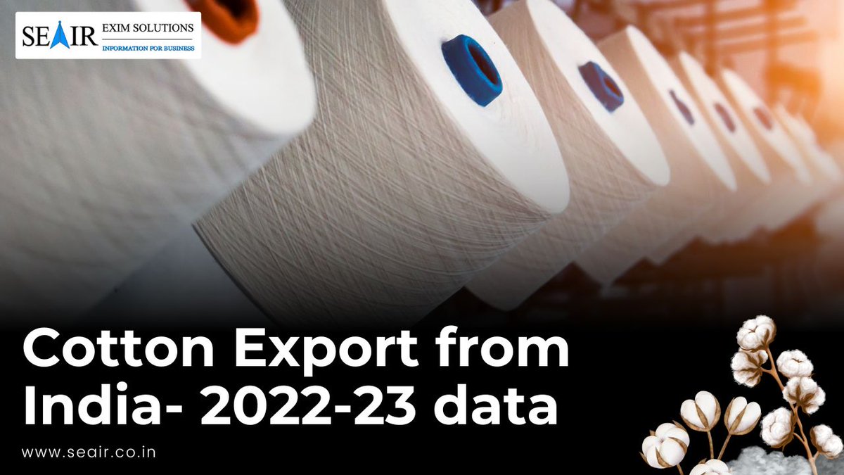 kumar_lalit29k's tweet image. India&apos;s @cotton exports fell to an 18-year low in the 2022-23. Read more about India&apos;s cotton exports in 2022-23, including Cotton Export Data, exporter name, port date of shipment, price, quantity etc.
For more details:- shorturl.at/IKL19
#cottonexports #GlobalTrade #seair