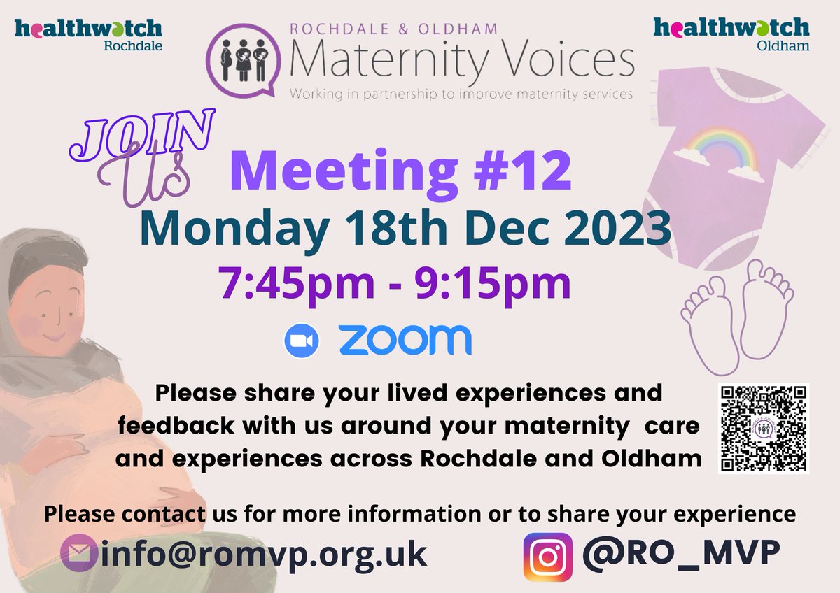 Save the Date for the next ROMVP quarterly Meeting on 18.12.23 from 7:45pm via Zoom. There will be an update from Stacey Dunbar (Rochdale Family Hubs) about the amazing work going on locally around breastfeeding. What have been your experiences around this topic? #Feedback
