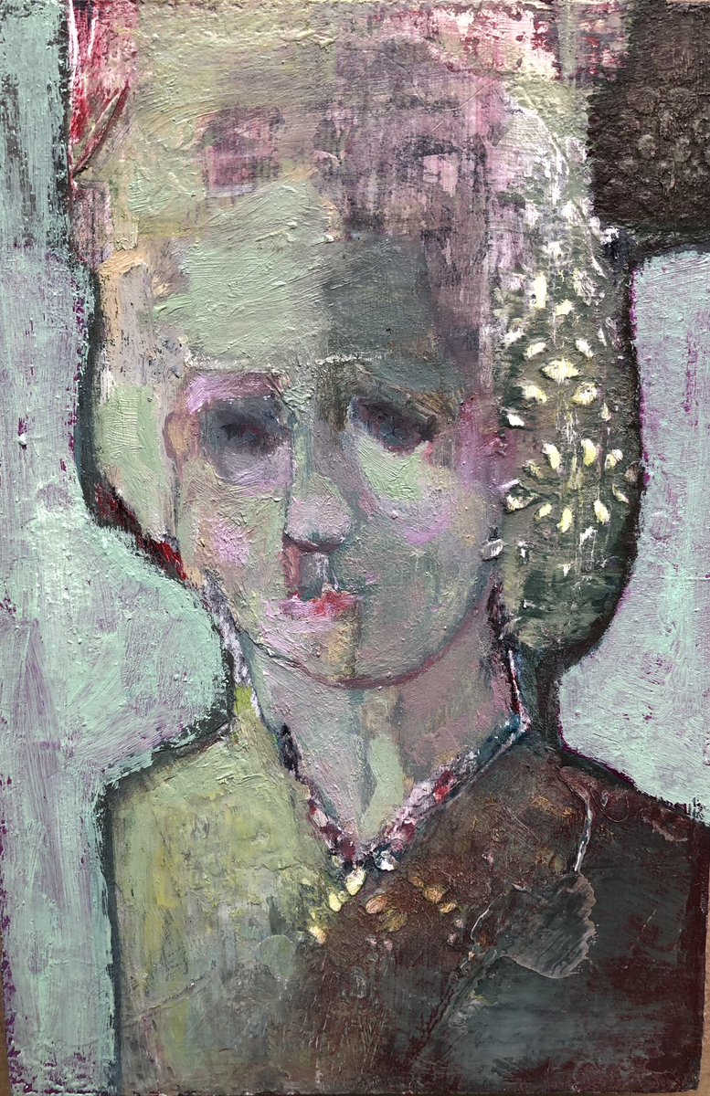 BrenHEAD's tweet photo. Today’s little lady. Mixed media on mdf block 18 x 12 x 4 cm. Lots of surface texture. #portrait #smallworks #painting #paintings #mixedmedia #mixedmediaart #contemporaryart #contemporarypainting #contemporaryportraiture #artistsoninstagram #femaleartists #artforsale #interiors https://t.co/UAdVdgDlrc