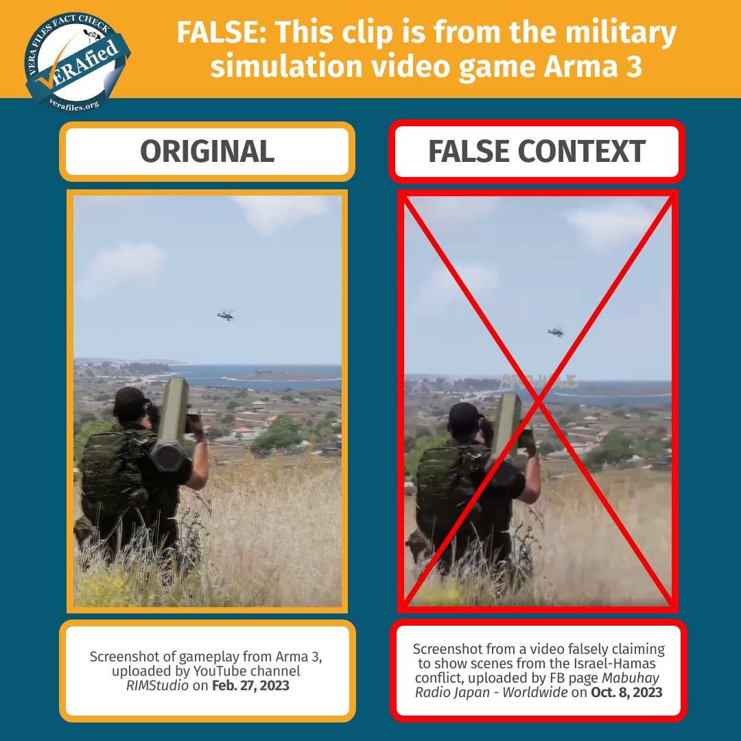 VERA FILES FACT CHECK: More FB pages FALSELY show gameplay videos as legit  'Israel-Hamas' footage - VERA Files