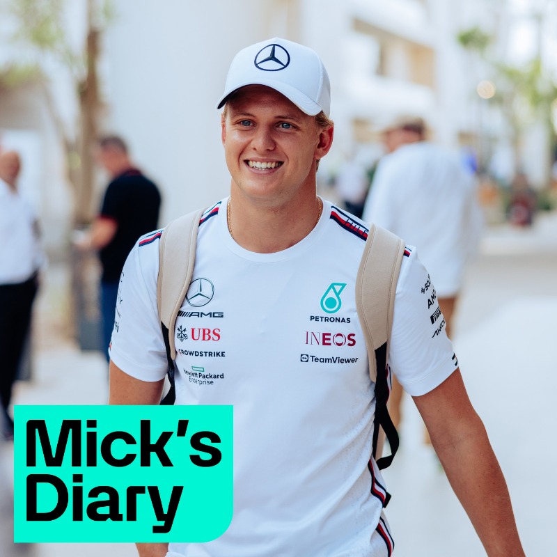 MercedesAMGF1's tweet photo. Back with a new chapter from Mick's Diary. ❤️ 

@SchumacherMick shares what he's been up to over the last few months, from overnight sim sessions, to how his role changes for the flyaways. 

Take a look. 👇