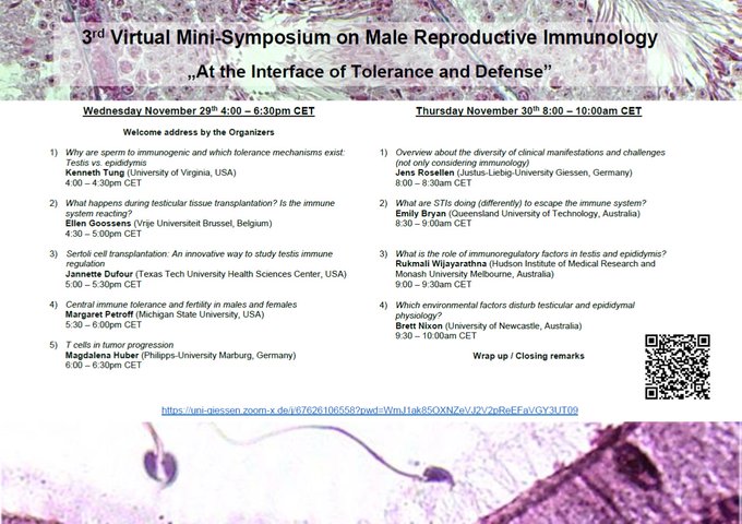 📣 Exciting News! Join us for the 3rd Virtual Symposium on Male Reproductive Immunology 🌟
🔬 Explore Immune Tolerance &amp; Defense in Male Reproductive Organs. Take advantage of this opportunity to delve into cutting-edge research and insights on male reproductive health! 🤓