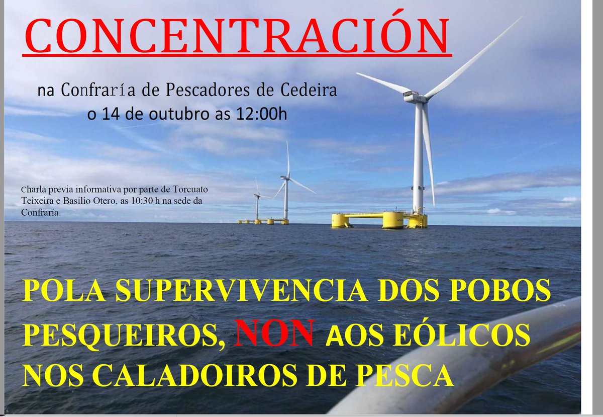 Este sábado, 14 de outubro na Confraría de Pescadores de Cedeira, alí estaremos, para lembrarlle a <a href="/mitecogob/">Transición Ecológica y Reto Demográfico</a> que non se xoga nin co pan da xente nin cos nosos ecosistemas mariños. NON HAI MÁIS PREGUNTAS SEÑORÍA!
