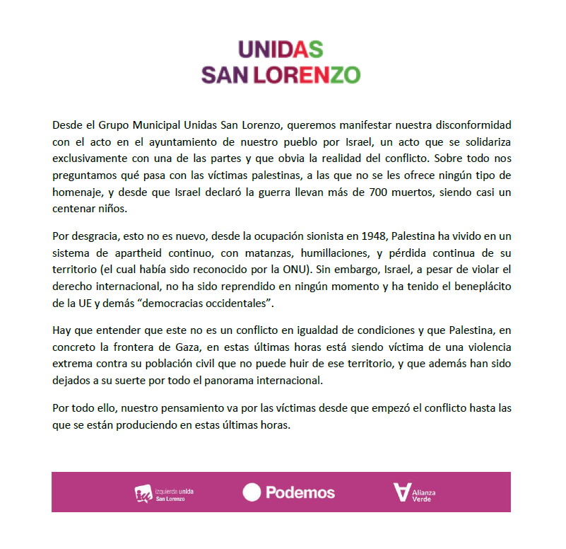 Comunicado sobre Oriente Medio👇