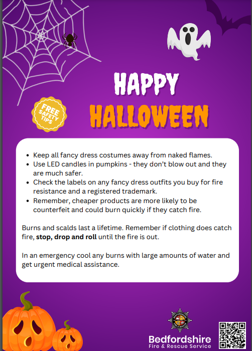 Please see leaflets attached from Bedford Fire and Rescue Service.