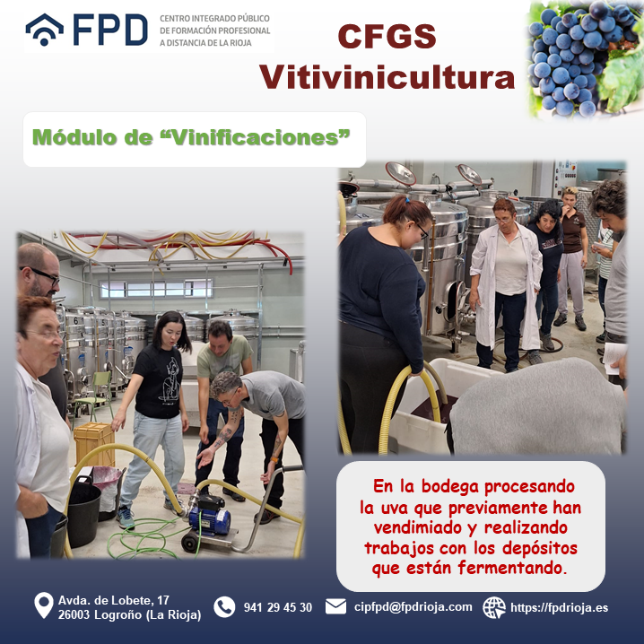 cipfpd_rioja's tweet photo. El alumnado de CFGS Vitivinicultura de FPD Rioja @cipfpd_rioja , comienza las jornadas practicas de los distintos módulos del ciclo.
¡Estudia FP a Distancia en FPD Rioja!
#fp #todofp #fprioja #educacion #rioja #fpadistancia #estudiafp #distance #education #online #elearning #win https://t.co/ncjtnRFZFs
