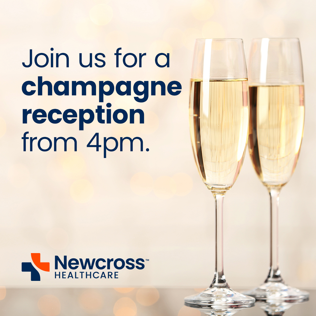 NewcrossHealth's tweet image. Alongside our special giveaway, we&apos;ll also be hosting a champagne reception from 4pm! 🥂

Come and join our amazing team for a drink and chat at stand no. J80 @CareShow #CareShow2023