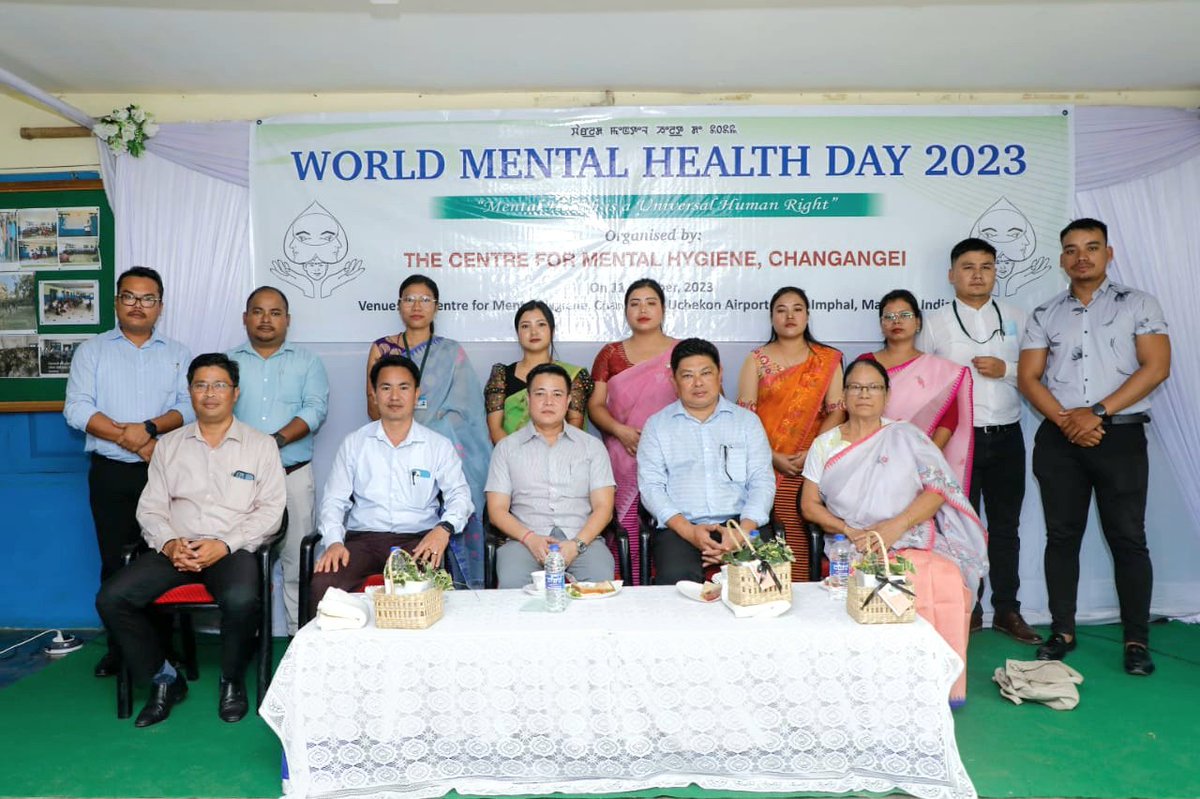 NNongpok's tweet photo. Ob'srvd #WorldMentalHealthDay2023 @Centre4MentalHygiene with SW Min'ter @singh_dingo, n officials.
Raising awareness and advocating Mental Health issues &amp; rights during this difficult time in our state is a priority &amp; an integral part of everyone's lives. 
#MentalHealthMatters https://t.co/8tXCLzdvfl