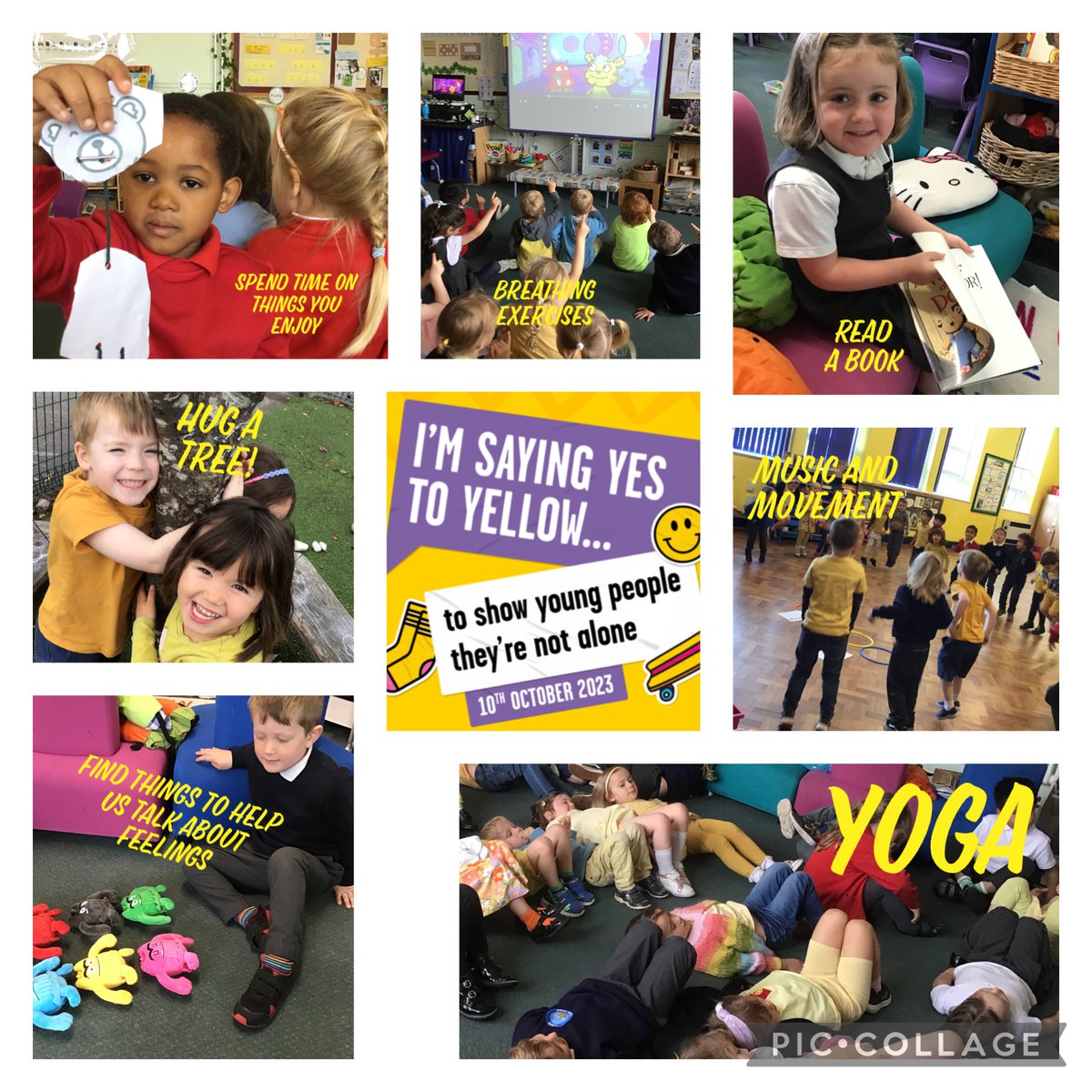 As yesterday marked World Mental Health day, we are supporting Young Minds and their #helloyellow campaign raising awareness and looking after our Mental Health and Wellbeing.  Here are  some of the things we have been doing in Class 2.