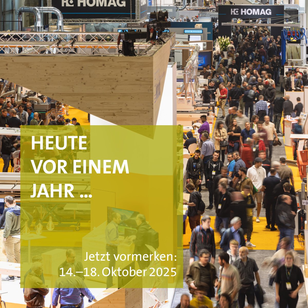 Holz_MesseBasel's tweet photo. Genau heute vor einem Jahr gingen die Messehallen für die Holz 2022 auf – 5 Tage, 300 Ausstellende, 32'243 Besuchende, Innovationen, Neuheiten, Nachwuchstalente &amp; so vieles mehr. Jetzt schon vormerken: 14.-18.10.2025! 
#tb #HolzBasel #holz2022 #holz2025 #holzmesse #holzmessebasel https://t.co/TZAkjQBdR9