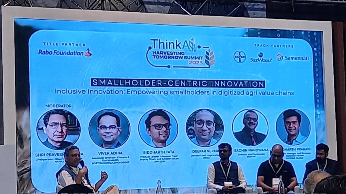 ThinkAg Harvesting Tomorrow Summit. Excellent panel discussion on small holder centric solutions this morning focused on digitization of value chains. <a href="/ag_think/">ThinkAg</a>