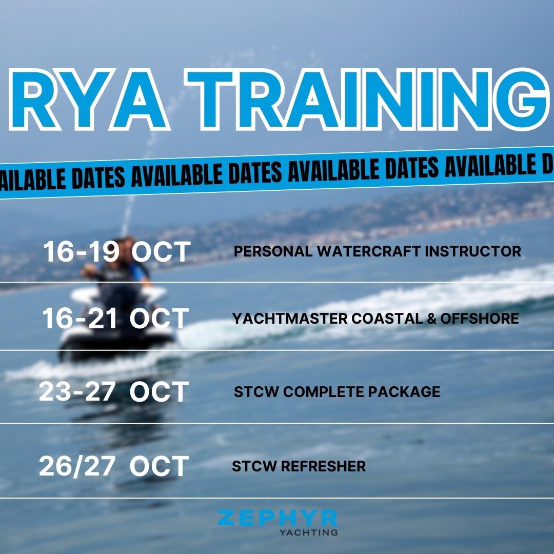 🔔AVAILABILITY NEXT WEEK🔔

Looking to expand your knowledge and gain new yachting qualifications ahead of the 2024 boating season? Well look no further than Zephyr Yachting as we have a range of RYA courses running this autumn. 

🔗: zephyr-yachting.com/crew-training/…

#ZephyrYachting #RYA