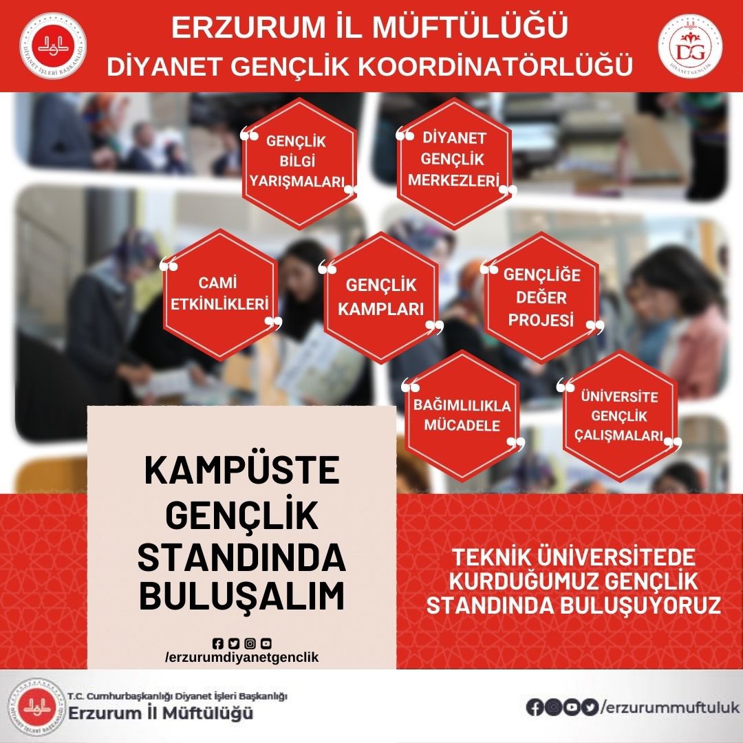 Erzurum Diyanet Gençlik (@diberzurumgenc) on Twitter photo 📣Kampüste Gençlerle Buluşuyoruz
Erzurum Müftülüğü İl Gençlik Koordinatörlüğü Erzurum Teknik Üniversitesi'nde  üniversite öğrencilerine rehberlik ediyor.
⏰09:30
📆12.10.2023
📍Erzurum Teknik Üniversitesi 
#Erzurum #ErzurumDiyanetGençlik
#GençliğeDeğer
instagram.com/p/CyQLMdfsieH/… 📣Kampüste Gençlerle Buluşuyoruz
Erzurum Müftülüğü İl Gençlik Koordinatörlüğü Erzurum Teknik Üniversitesi'nde  üniversite öğrencilerine rehberlik ediyor.
⏰09:30
📆12.10.2023
📍Erzurum Teknik Üniversitesi 
#Erzurum #ErzurumDiyanetGençlik
#GençliğeDeğer
instagram.com/p/CyQLMdfsieH/…