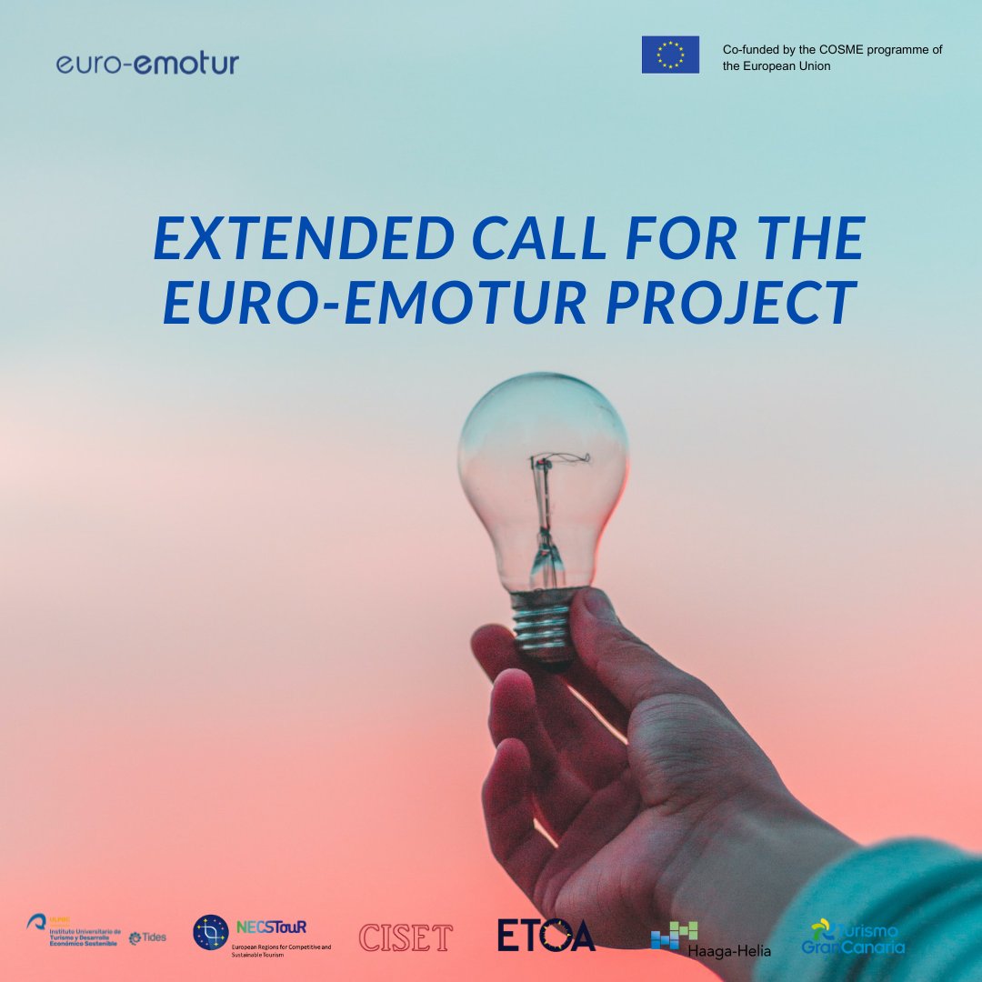 🌟 Last Chance: European SMEs from the tourism sector join to Euro-emotur! 🌟 📆 The deadline: 16th October at 17:00 Brussels time. 👉 Apply here: etoa.org/projects/emotu… ✉️ euroemotur@ulpgc.es ✉️ projects@etoa.org #neuromarketing #euroemotur #callforsmes