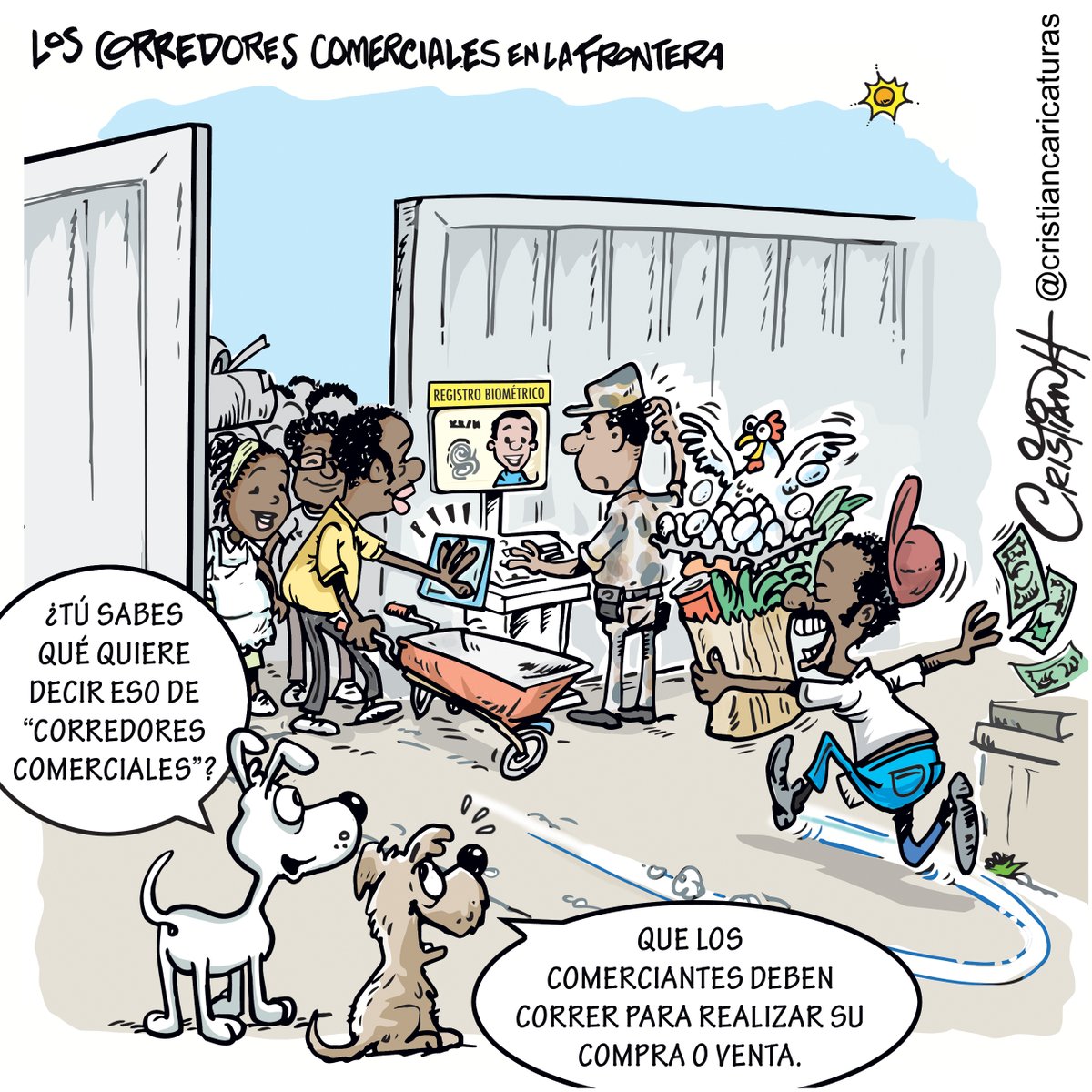 El gobierno abre corredores comerciales provisionales y el establecimiento de un registro biométrico en la frontera con Haití, entre otras medidas. Mi caricatura del miércoles en el periódico @ElDia_do . . . . #corredorrescomerciales #comercio #RealengoyCristian #criscaricaturas