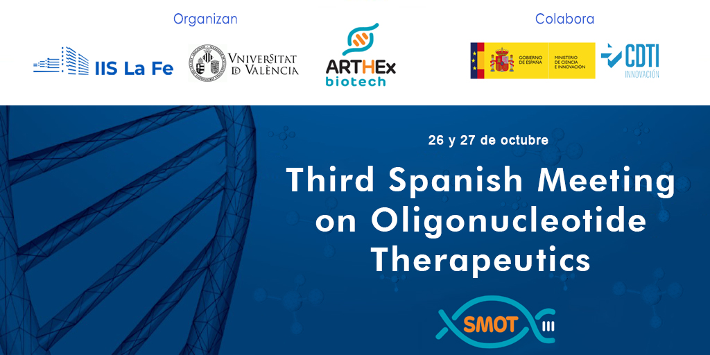 CDTI_innovacion's tweet image. 📢 El CDTI Innovación colabora en la tercera edición del Spanish Meeting on Oligonucleotide Therapeutics (#SMOTIII) que tiene como objetivo #promover y #promocionar el campo de los #oligonucleótidos terapéuticos 👇

🗓️ 26 y 27 OCT
📍 Valencia

Más info➡️ bit.ly/3PRWg2x