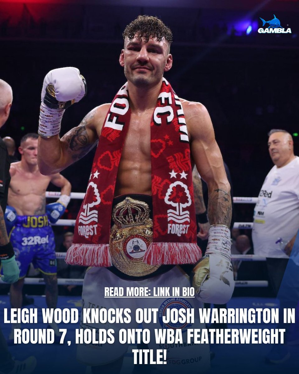 gamblasports's tweet photo. Leigh Wood Knocks Out Josh Warrington in Round 7, Holds onto WBA Featherweight Title! 🥊 Follow us for more daily #boxing content! 

#leighwood #joshwarrington https://t.co/pu9sajvEQI
