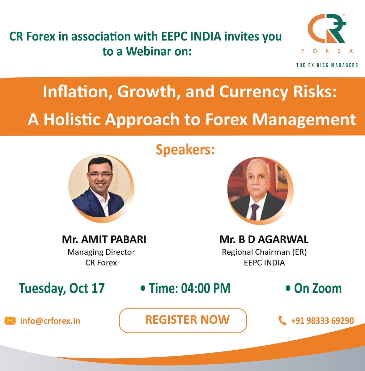 forex_cr's tweet image. CR Forex in association with EEPC India invites you to a Webinar on-
Inflation, Growth, and Currency Risks:
Secure your spot now!🚀

Date: Tuesday, 17 October 2023
Time: 4.00-5:30 PM

Register here:- shorturl.at/itvM5

#forex #EEPC #export #import #currency #usdinr #RBI