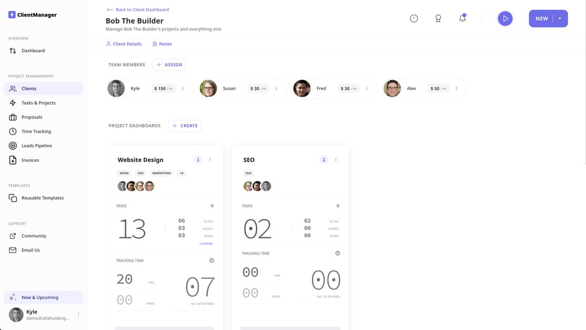 ClientManager_'s tweet image. ClientManager is starting to look 🔥 (and we&apos;re just getting started).

Coming soon:

• Shareable Kan-Ban Projects
• Schedule Client Meetings
• Client Portal
• Integrations
