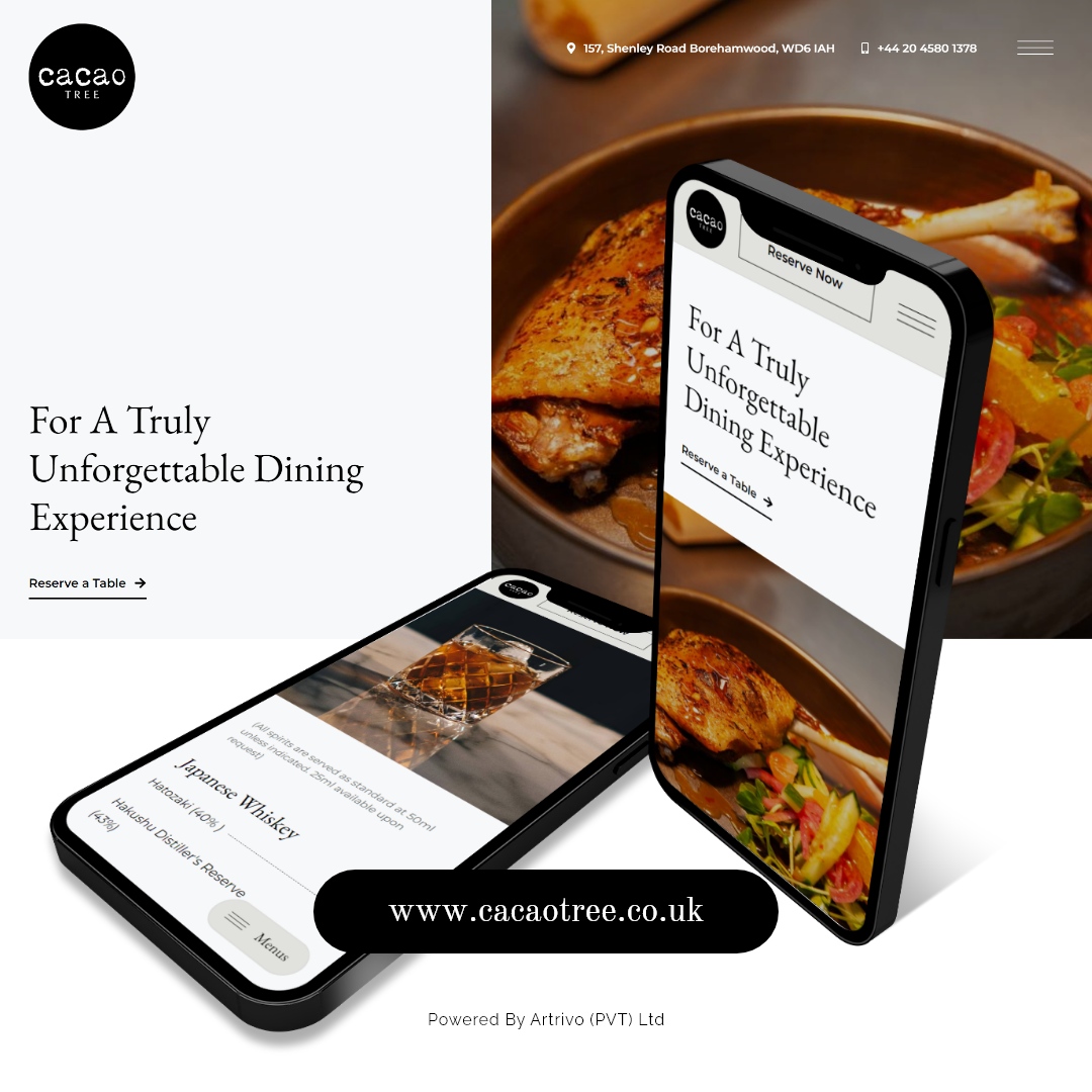 artrivolab's tweet image. CacaoTree 's New Website is Live Now! 🚀

Discover the best of culinary excellence at Cacao Tree, the finest restaurant in Borehamwood, London.

🔗 Visit Website: cacaotree.co.uk

#CacaoTree #cacao #borehamwood #UK #websitelaunch #artrivo #webdevelopmentagency