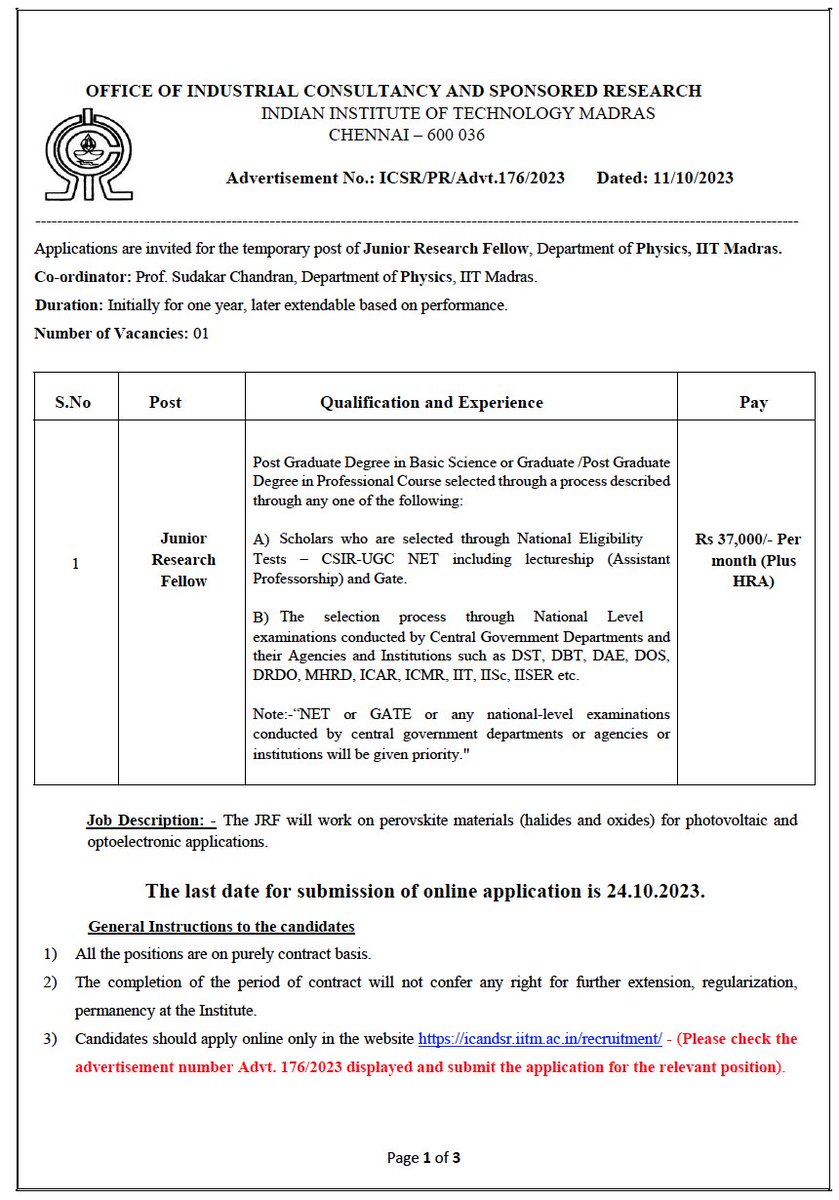 sudakarchandran's tweet photo. JRF project position is available in MFML group. https://t.co/ts5MwrqrOY