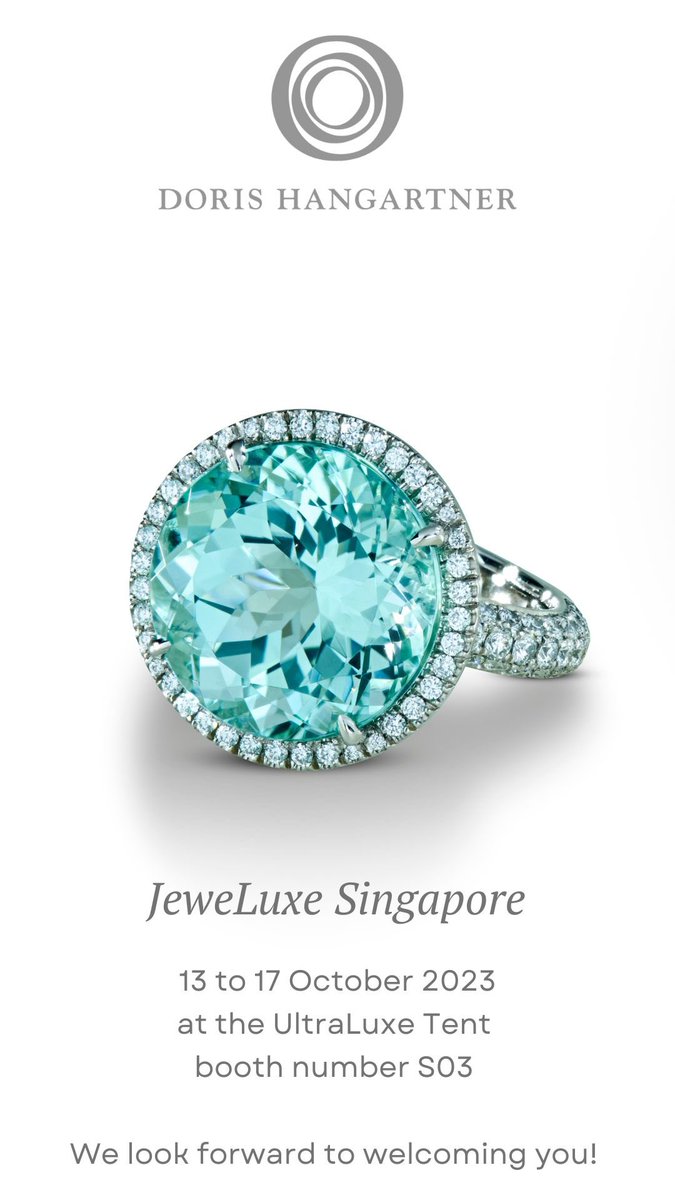 DorisHangartner's tweet photo. ✨JeweLuxe Singapore ✨
We look forward to welcoming you at the JeweLuxe in Singapore. We are exhibiting from 13-17th of October at booth number S03. #gems #gemstones #jewels #singapore #gemfair #jeweluxe2023 #ultraluxe2023 #jewelryshow #luxuryweek #dorishangartner #asia #welcome https://t.co/rOUced3NFV