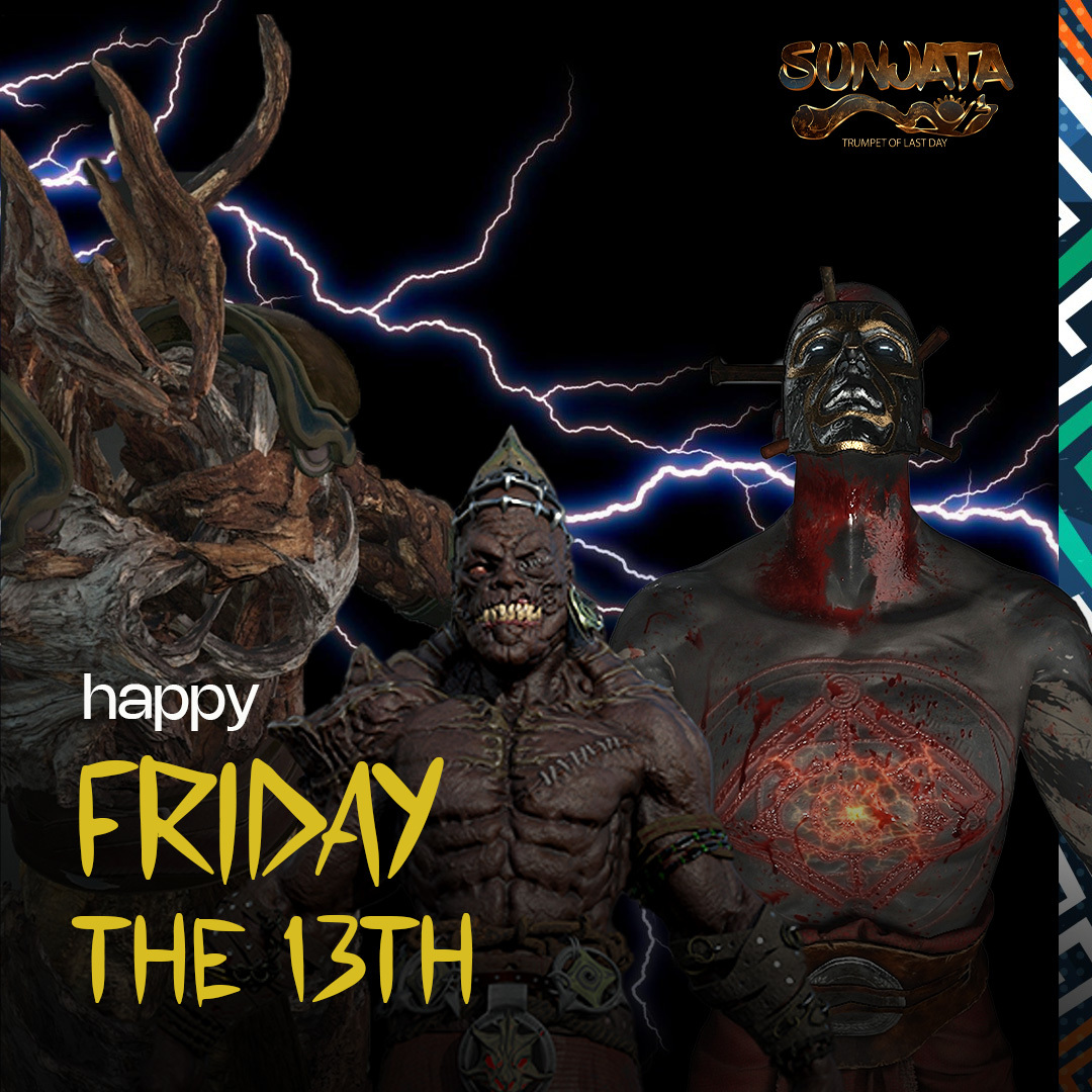 Sunjatathegame's tweet photo. Let’s hope you don’t run into any of the Sunjata creatures today…

#comingsoon #sunjata #gamecharacter #gamedev #gamecharacterdesign #friday13th #fantasy  
#africanart #sunjatatoldtrumpetofthelastday #africanvideogames #gamesdevelopment https://t.co/WCp2FJiDhl