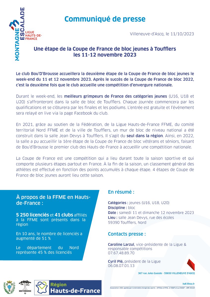 Ligue Hauts-de-France FFME tweet media