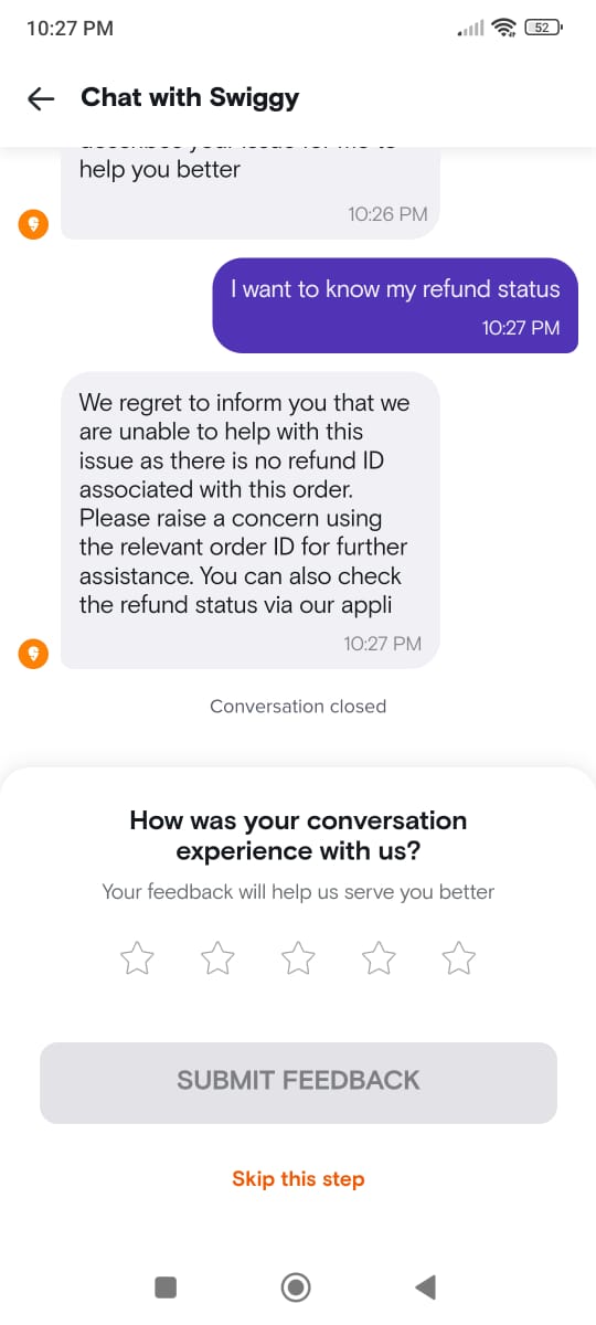 prsnthwong's tweet photo. I have ordered food on Sunday night but delivery was not done the executive gone with my order,amount also not refunded and the customer support is very worst till now no proper resolution provided @Swiggy @SwiggyCares https://t.co/2HB3HqKJmp