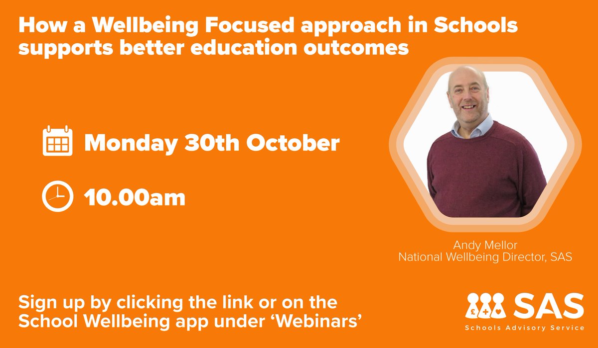 "Deciding between standards and wellbeing isn't a binary choice. Embedding wellbeing raises standards!"

Join <a href="/andymellor64/">Andy Mellor</a> for his latest webinar; 'How a Wellbeing Focused approach in Schools supports better education outcomes'

Sign up below 👇 
t.ly/qKT-3