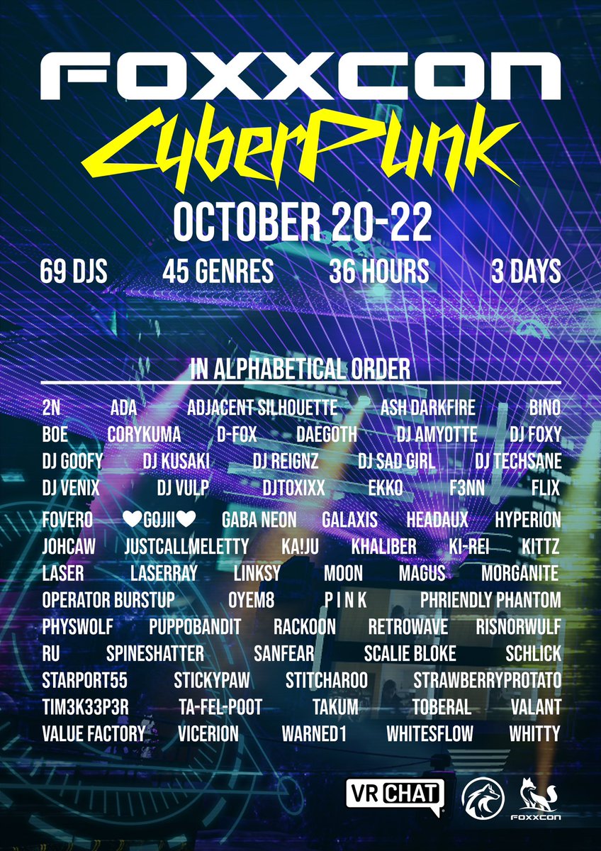 ScasticRacks's tweet photo. Hey all! There is going be a really amazing event coming up really soon. Waterwolf went hard on this and it looks fantastic! If you can make it, I’m sure you will enjoy all 3 days.

#Foxxcon https://t.co/PxuEREtAmY