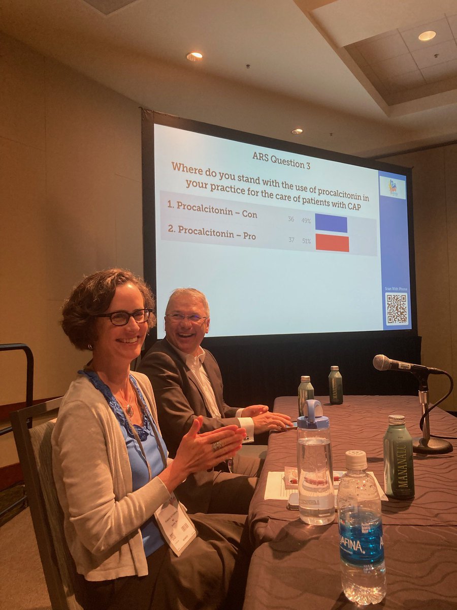 Fun debate today! PCT at least was a tie! #CHEST2023 with Barb Jones, Marcos Restrepo and @CDelaCruzMed @uwpccm