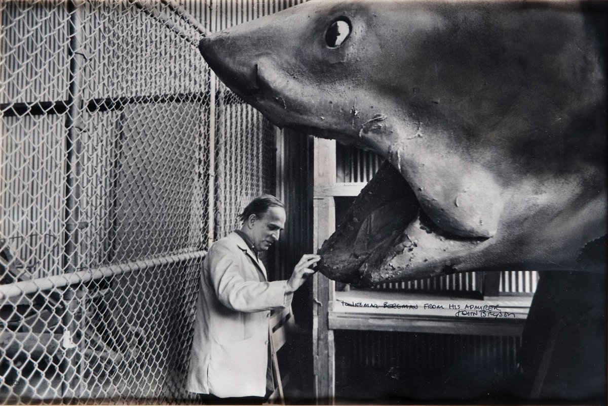 *Ingmar Bergman &amp; the shark from Spielberg's 'Jaws' (1975)*

(📸- John Bryson)