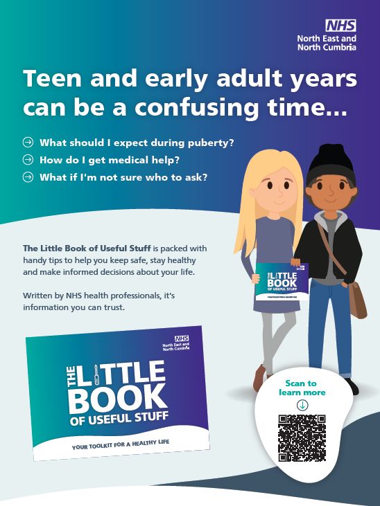 InvolveNE's tweet photo. We're delighted to see our hard work pay off!
Last year we spoke to young people for the NHS in Gateshead, to help develop the content, title &amp; design of The Little Book of Useful Stuff, a health resource for teens &amp; young adults. Download it here: https://t.co/9SunWlL1RR https://t.co/Sm4GIxli4R
