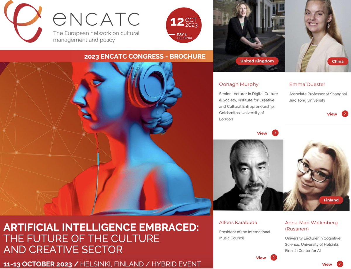 Tomorrow, I am participating in @ENCATC  event. I will present my view on 'Navigating ethical issues in the intersection of creativity and technology'. I hope to see you in Helsinki or online!
encatc.org/.../encatc.../…
#FiveMusicRights
@IMC_Network @SKAPNEWS