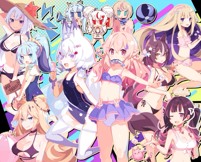 #PortfolioDay but im late as usual </3I like drawing large illustrations with many characters, mostly vtubers &amp; games 