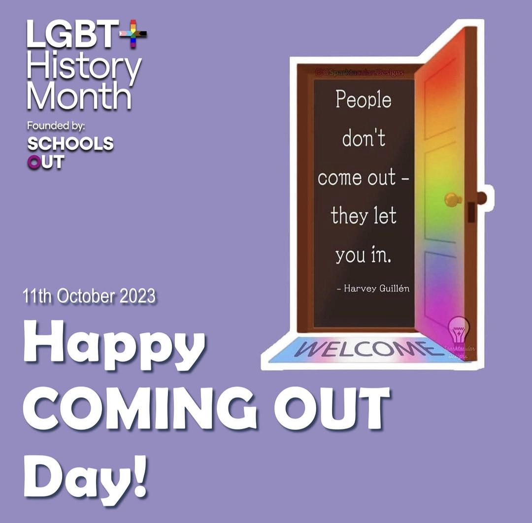 #NationalComingOutDay!

First celebrated in 1988 on the 
anniversary of the 1987 National March on Washington for Lesbian & Gay Rights. Honouring the bravery of LGBTQ+ individuals who decide to come out & live openly.  

#educateOUTprejudice
#LGBTplusHM
#Usualise 
#lgbtqia