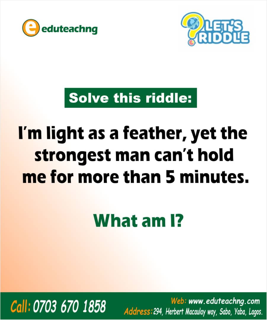 Eduteachng's tweet photo. Guess who I am
Visit our website https://t.co/u1ZxlqdCCd to fill out a tutor form or to request qualified tutors.
Weβre at 294 Herbert Macaulay Way, Sabo, Yaba, Lagos.
.
.
#eduteachng #professionaltutors #scholars #riddle #tutorsinlagos #homelesson #virtualclassroom https://t.co/AUEkO0127H
