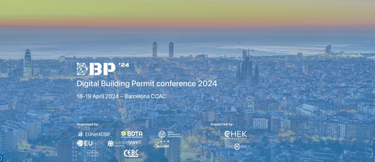 EUnet4DBP (@eunet4dbp) on Twitter photo !SAVE THE DATE
After 4DBP years, let's taste the fruits together!
#DigitalBuildingPermit
Barcelona 18-19 April 2024 research&practice eu4dbp.net/dbpc24/
<a href="/EUnet4DBP/">EUnet4DBP</a> <a href="/opengeospatial/">Open Geospatial: OGC</a> BDTA <a href="/EuroSDR/">EuroSDR</a> <a href="/buildingSMARTIn/">buildingSMART International</a> <a href="/eubimgroup/">eubimgroup</a> CEBC <a href="/ECTP_CEU/">ECTP-CEU</a> <a href="/ISPRS_TCIV/">ISPRS_TCIV: Spatial Information Science</a> <a href="/ChekDbp/">CHEK digital building permit</a> <a href="/project_accord/">ACCORD Project</a> !SAVE THE DATE
After 4DBP years, let's taste the fruits together!
#DigitalBuildingPermit
Barcelona 18-19 April 2024 research&practice eu4dbp.net/dbpc24/
<a href="/EUnet4DBP/">EUnet4DBP</a> <a href="/opengeospatial/">Open Geospatial: OGC</a> BDTA <a href="/EuroSDR/">EuroSDR</a> <a href="/buildingSMARTIn/">buildingSMART International</a> <a href="/eubimgroup/">eubimgroup</a> CEBC <a href="/ECTP_CEU/">ECTP-CEU</a> <a href="/ISPRS_TCIV/">ISPRS_TCIV: Spatial Information Science</a> <a href="/ChekDbp/">CHEK digital building permit</a> <a href="/project_accord/">ACCORD Project</a>