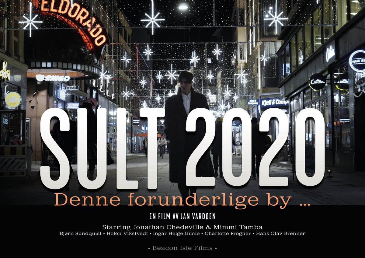 Kommer på kino 10 nov. Spillefilm basert på Knut Hamsuns «Sult”, tidssatt til pandemien i Oslo 2020. Med Jonathan Chedeville, Mimmi Tamba, Charlotte Frogner, Ingar Helge Gimle, Bjørn Sundquist, Hans Olav Brenner og flere kjente og kjære. Regi Jan Vardøen.