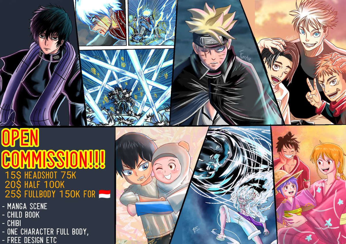 Hello everyone i open commission with friendly price i hope you interested buy my job 😭🙏

#opencommissions #ONEPIECE #NARUTO #jujutsukaisenfanart #commissionsopen #commissionart #commissions #commisionsopen #Haikyuu <a href="/cmsn_w/">메인트🌟 글,타로 커미션 홍보봇</a> #animefanart  <a href="/ArtMutuals/">Art(ist) RT & Support! ✩｡:*•.★✼☆｡.</a> <a href="/cmsn_ART/">Art Commission Bot (unstable)</a> <a href="/ArtistRTweeters/">Artist RTs</a>