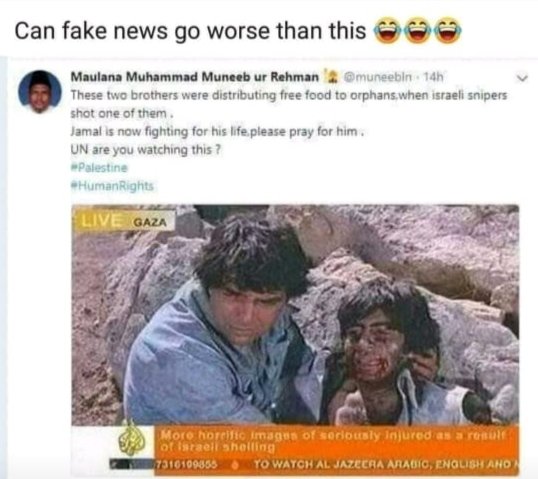 2/3 This image resurfaces every time there's #israelpalestinewar news 
Either Gaza people are huge followers of #Bollywood esp #Sholay or troll farms are getting creative by the second.