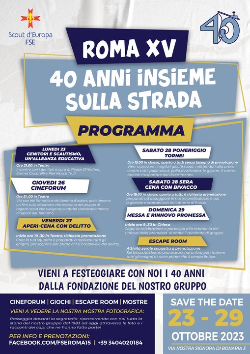 Auguri al Gruppo #Scout FSE #Roma 15 di #Ostia, #XMunicipio, che sta per festeggiare alla grande i suoi primi 40 anni