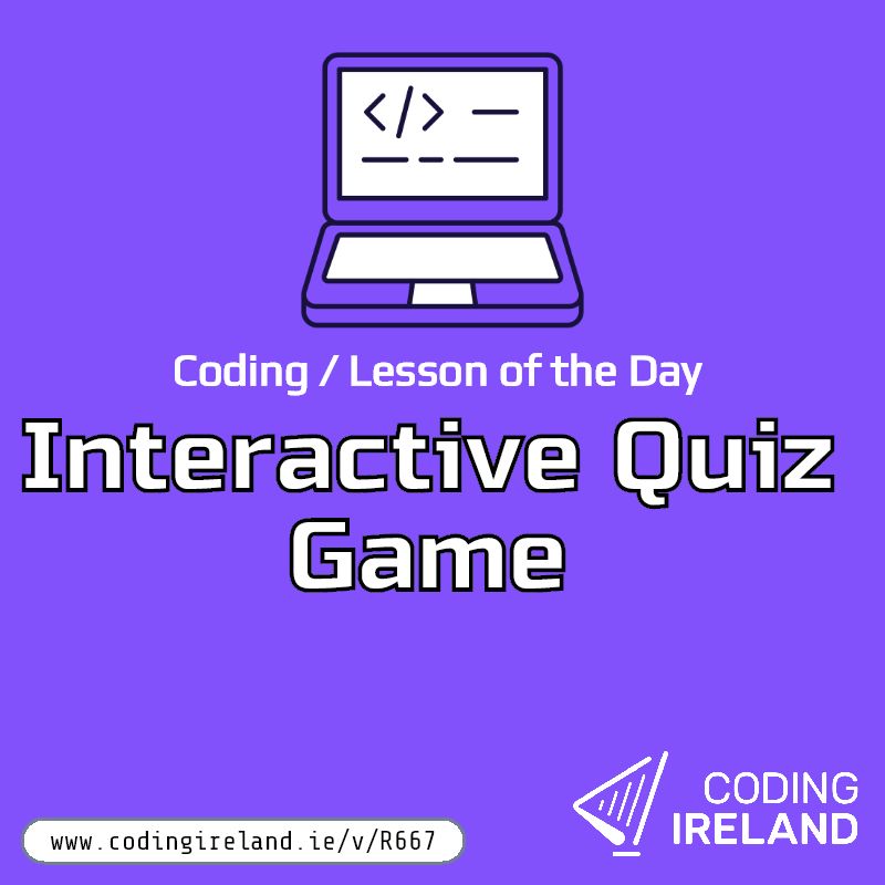 codingireland's tweet image. #EUCodeWeek2023 🚀Lesson of the Day: Interactive Quiz Game🎮

Learn to create a fun quiz game with timers, score trackers, and dynamic question loading! Perfect for engaging your students in coding!👩‍💻👨‍💻

buff.ly/45AiEU9

#Coding #DigitalSkills #EdTech #LessonOfTheDay