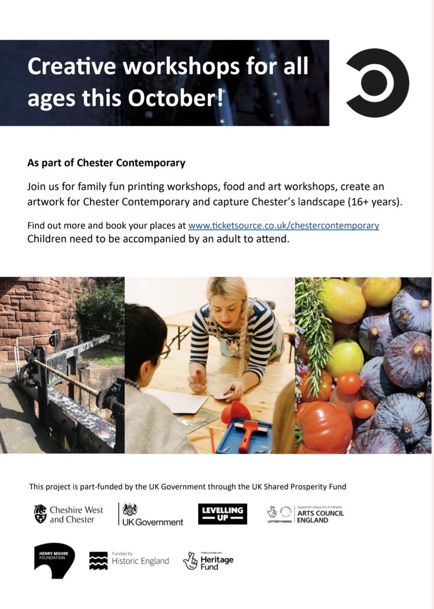 Fantastic family and adult workshops starting this weekend.

Come and join us for printing, butter making, poetry, constellation making and more!

For more information &amp; to book please visit ticketsource.co.uk/ChesterContemp…

#Family workshops are #free.
Gateway walk &amp; workshop £5

#kids
