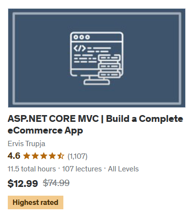 ervis_trupja's tweet image. 🏆 HIGHEST RATED on Udemy! Check out my ASP.NET MVC course on Udemy and learn how to build an eCommerce application.

⏳ LIMITED TIME OFFER: $12.99 (originally $74.99).

🔗 udemy.com/course/complet…

#Udemy #HighestRated #eCommerceApp
