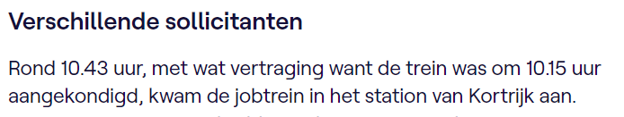 ThijsVandepoele's tweet photo. NMBS die een jobtrein inlegt om nieuwe medewerkers te ronselen en erin slaagt om die met half uur vertraging te laten aankomen is het nieuws waarvoor ik leef. https://t.co/u2RgHPPdya