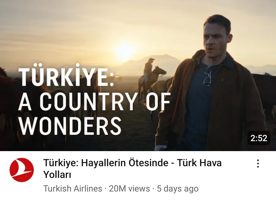 huyde12's tweet photo. #KeremBürsin'in "Türk Hava Yolları" reklamı Youtube'da 5 gün gibi kısa bir süre içinde 20 milyon izlenmeye ulaştı 👏 Büyük bir başarı! https://t.co/Quk1T7D6Ws