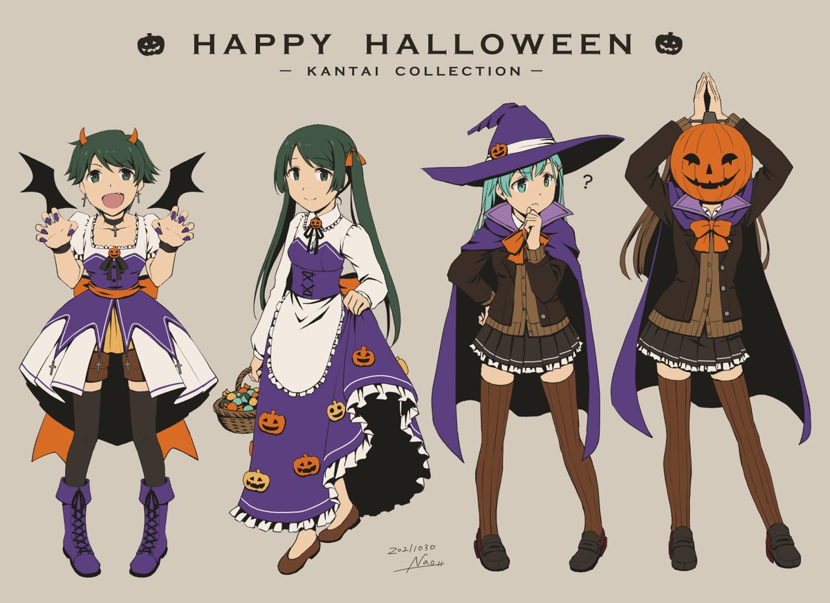 艦これ「今年もハロウィンが近いということで過去絵貼っておく #艦これ」|ナオ@4/23西海ノ暁60呉のイラスト
